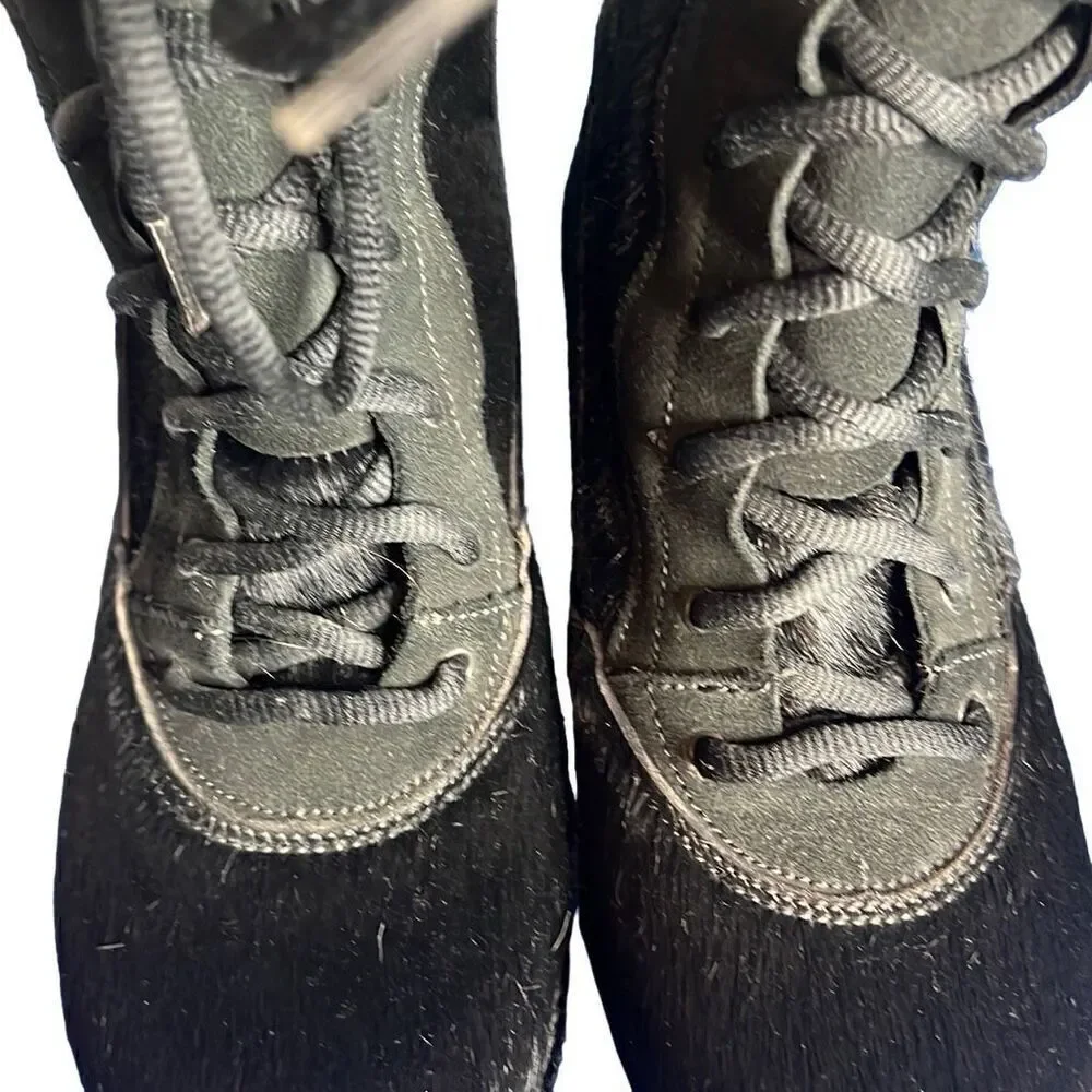 Oscar Sport Apres Ski Black Fur Lace  Boots 6 New
